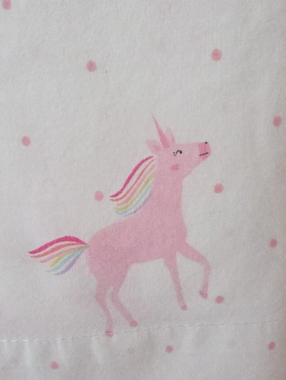 Pottery Barn Kids Pink Rainbows Unicorn Hearts Organic Cotton Full Flat Sheet